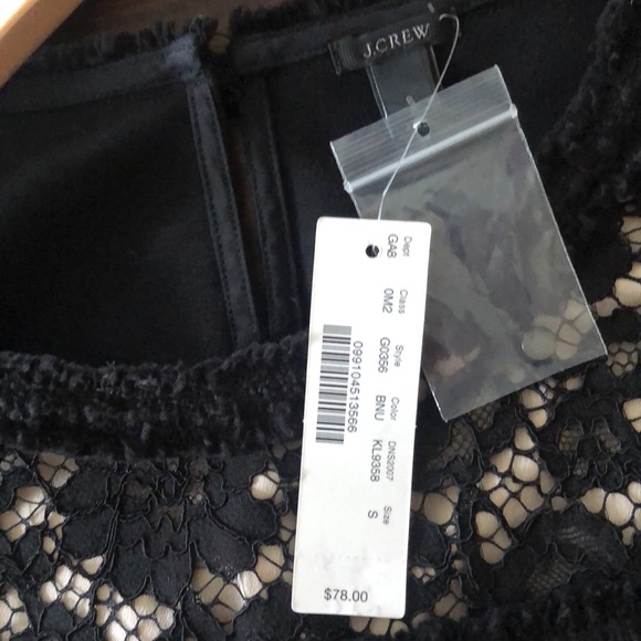 J. Crew NWT lace front tank w/ beige lining. Solid black back w/ keyhole close - Picture 9 of 10